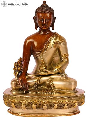 10" Tibetan Buddhist Deity Medicine Buddha Brass Idol | Handmade Brass Statue | Made in India
