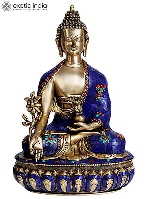 18" (Tibetan Buddhist Deity) The Medicine Buddha In Brass