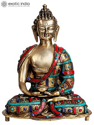 15" Lord Buddha In Dhyana Mudra In Brass