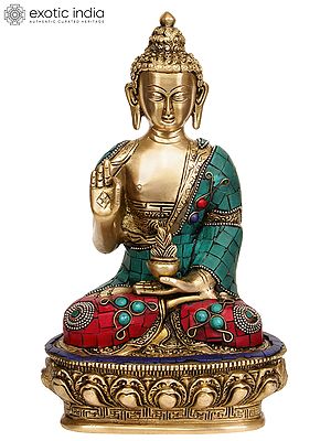 10" Lord Buddha Interpreting the Law of Dharma In Brass | Handmade | Made In India