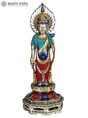 23" Kuan Yin (Japanese Form of Padmapani Avalokiteshvara) In Brass | Handmade | Made In India