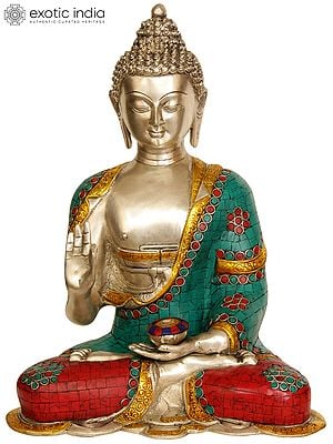 14" Lord Buddha Interpreting His Law of Dharma In Brass | Handmade | Made In India