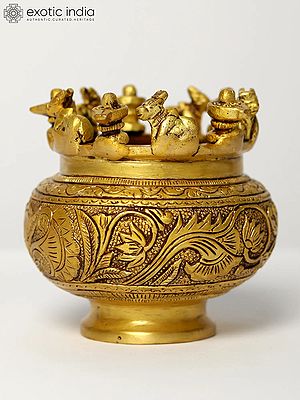 4" Brass Incense Burner with Shiva Lingam and Nandi
