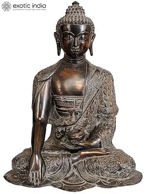 13" Lord Buddha in Bhumisparsha Mudra In Brass | Handmade | Made In India