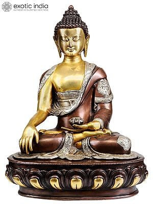 17" Lord Buddha in Bhumisparsha Mudra In Brass | Handmade | Made In India