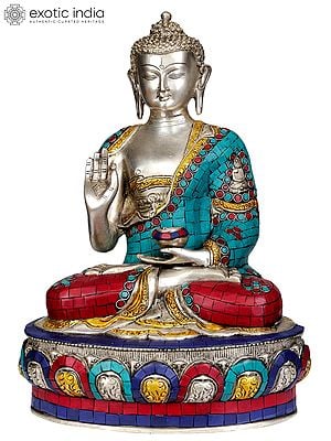 14" Shakyamuni Buddha Interpreting His Dharma (Inlay Statue) In Brass