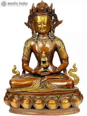 13" Tibetan Buddhist Deity Amitabha Buddha In Brass | Handmade | Made In India