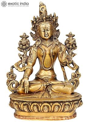 8" Tibetan Buddhist Goddess White Tara - who Bestows Endless Life to Her Devotees In Brass | Handmade | Made In India