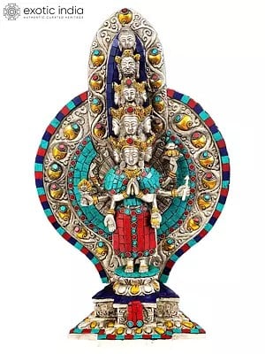 15" Eleven-Headed and Thousand-Armed Avalokiteshvara | Inlay Tibetan Buddhist Brass Statue