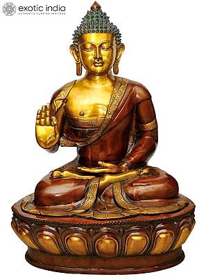 46" Large Size Lord Buddha Idol in Abhay-Mudra In Brass | Handmade