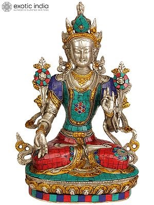 12" Tibetan Buddhist Goddess White Tara In Brass | Handmade | Made In India