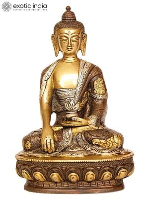 8" Buddha in Bhumisparsha Mudra In Brass | Handmade | Made In India