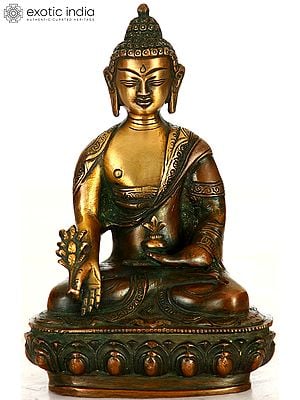 8" Tibetan Buddhist God The Medicine Buddha In Brass | Handmade | Made In India