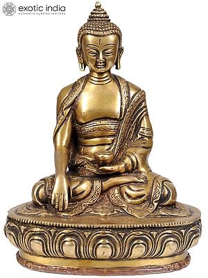 8" Lord Buddha in Mara Vijay Mudra In Brass | Handmade | Made In India