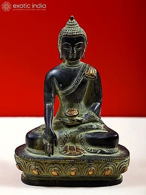 5" Buddha Brass Statue - Tibetan Buddhist Brass Idols | Handmade