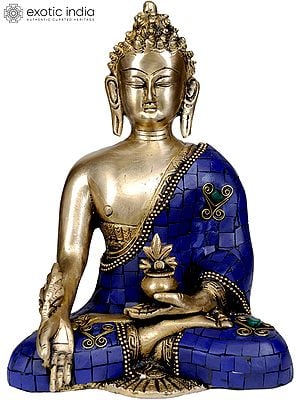 9" Tibetan Buddhist God The Medicine Buddha In Brass | Handmade | Made In India