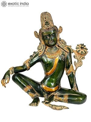 11" Tibetan Buddhist Deity Avalokiteshvara In Brass | Handmade | Made In India