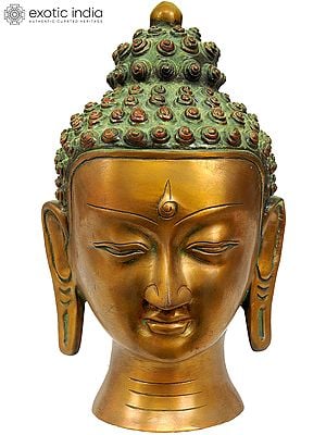 9" Lord Buddha Head In Brass | Handmade | Made In India