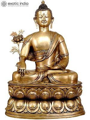 15" Tibetan Buddhist God The Medicine Buddha In Brass | Handmade | Made In India