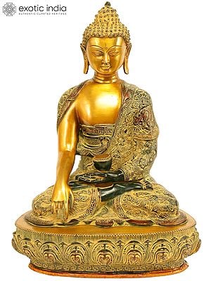 17" Lord Buddha in Bhumisparsha Mudra In Brass | Handmade | Made In India