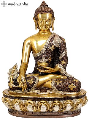 13" Buddhist God Medicine Buddha Brass Sculpture | Handmade | Made in India