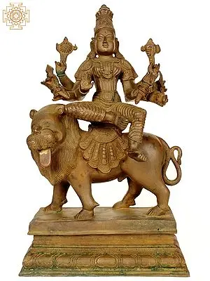 14" Tranquil Ashtabhujadhari Durga | Madhuchista Vidhana (Lost-Wax) | Panchaloha Bronze from Swamimalai