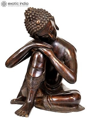 13" Thinking Buddha In Brass | Handmade | Made In India