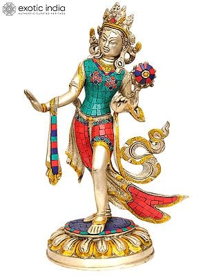 15" Standing Tara (Tibetan Buddhist Deity) In Brass | Handmade | Made In India