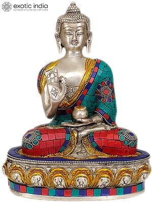 9" Lord  Buddha Interpreting His Dharma In Brass | Handmade | Made In India