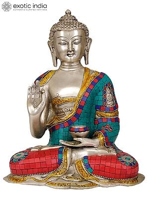 12" Gautama Buddha Interpreting the Law of Dharma In Brass | Handmade | Made In India