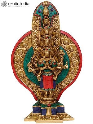 15" Tibetan Buddhist Deity Eleven Headed Thousand Armed Avalokiteshvara In Brass | Handmade | Made In India