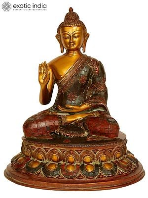 13" Lord Buddha in Abhaya Mudra In Brass | Handmade | Made In India