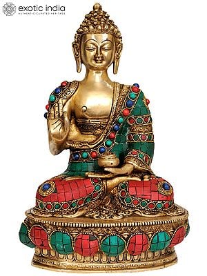 11" Blessing Buddha In Brass | Handmade | Made In India