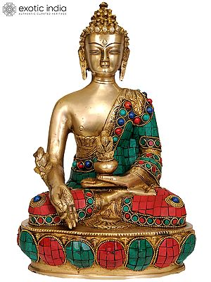 12" Tibetan Buddhist Deity Medicine Buddha In Brass | Handmade | Made In India