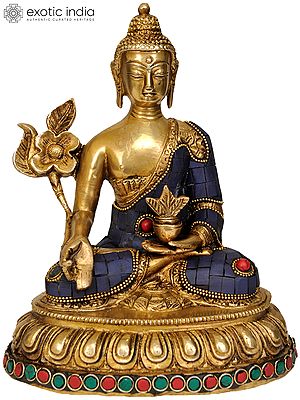 8" Tibetan Buddhist Deity Medicine Buddha In Brass | Handmade | Made In India