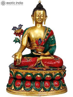 38" Large Size Finest Medicine Buddha Money Can Buy (Tibetan Buddhist Deity) In Brass | Handmade | Made In India