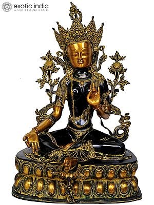 34" Large Size Tibetan Buddhist Goddess Green Tara In Brass | Handmade | Made In India