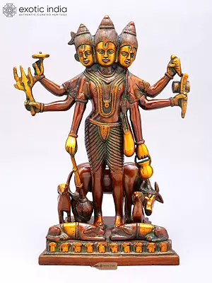 12" Bhagawan Dattatreya Brass Statue | Handmade | Made in India
