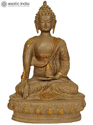 13" Tibetan Buddhist Deity Medicine Buddha In Brass | Handmade | Made In India