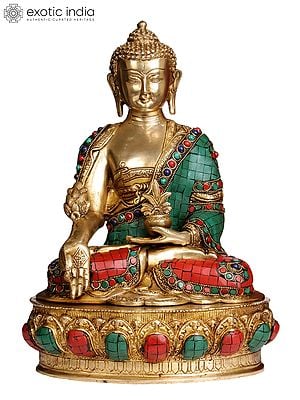 15" Medicine Buddha Brass Statue | Handmade Buddhist Deity Idols | Made in India