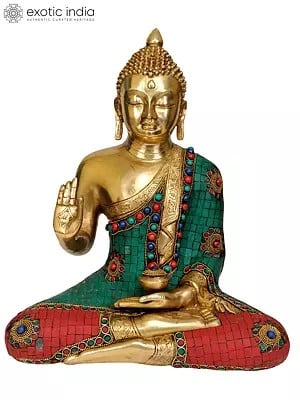 14" Blessing Buddha In Brass | Handmade | Made In India