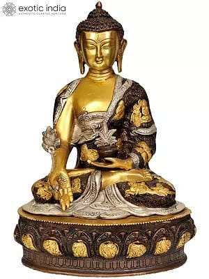 14" Tibetan Buddhist Deity Medicine Buddha In Brass | Handmade | Made In India