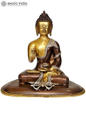 11" Tibetan Buddhist Preaching Buddha with Dorje In Brass | Handmade | Made In India