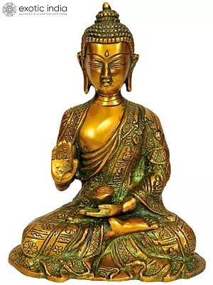 7" Blessing Buddha In Brass | Handmade | Made In India