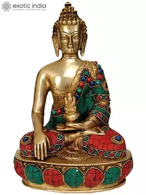 11" Lord Buddha in the Bhumisparsha Mudra In Brass | Handmade | Made In India