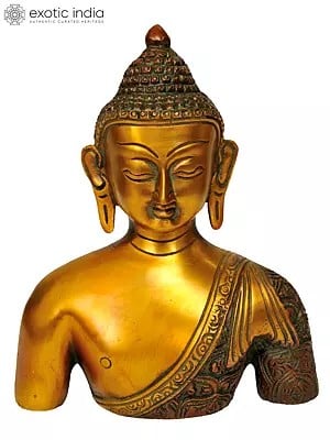 7" Buddha Bust In Brass | Handmade | Made In India