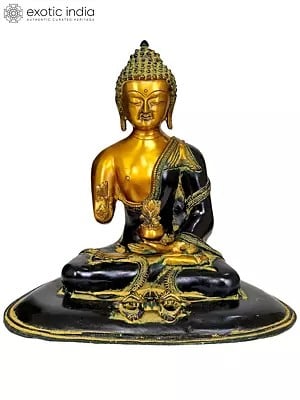 12" Blessing Buddha with Dorje In Brass | Handmade | Made In India