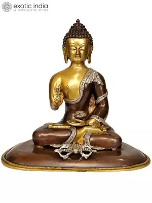 12" Blessing Buddha with Dorje In Brass | Handmade | Made In India