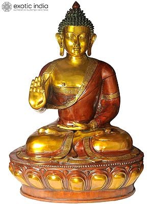 46" Large Size Lord Buddha in Vitarka Mudra In Brass | Handmade | Made In India