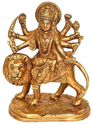 6" Mother Goddess Durga Idol In Brass | Handmade Statues | Made In India